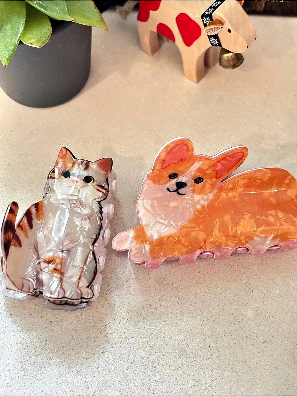 New Corgi and Cat Animal Hair Claw Clips